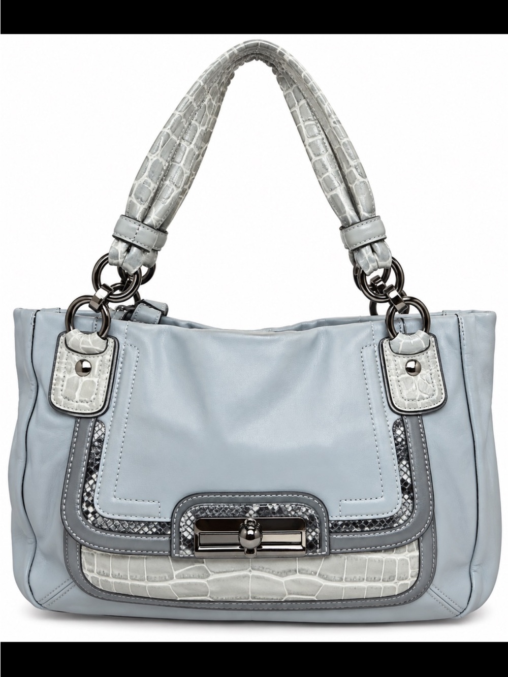 Coach 2010 Kristin Spectator Leather East/West Large Light Grey Tote in EUC